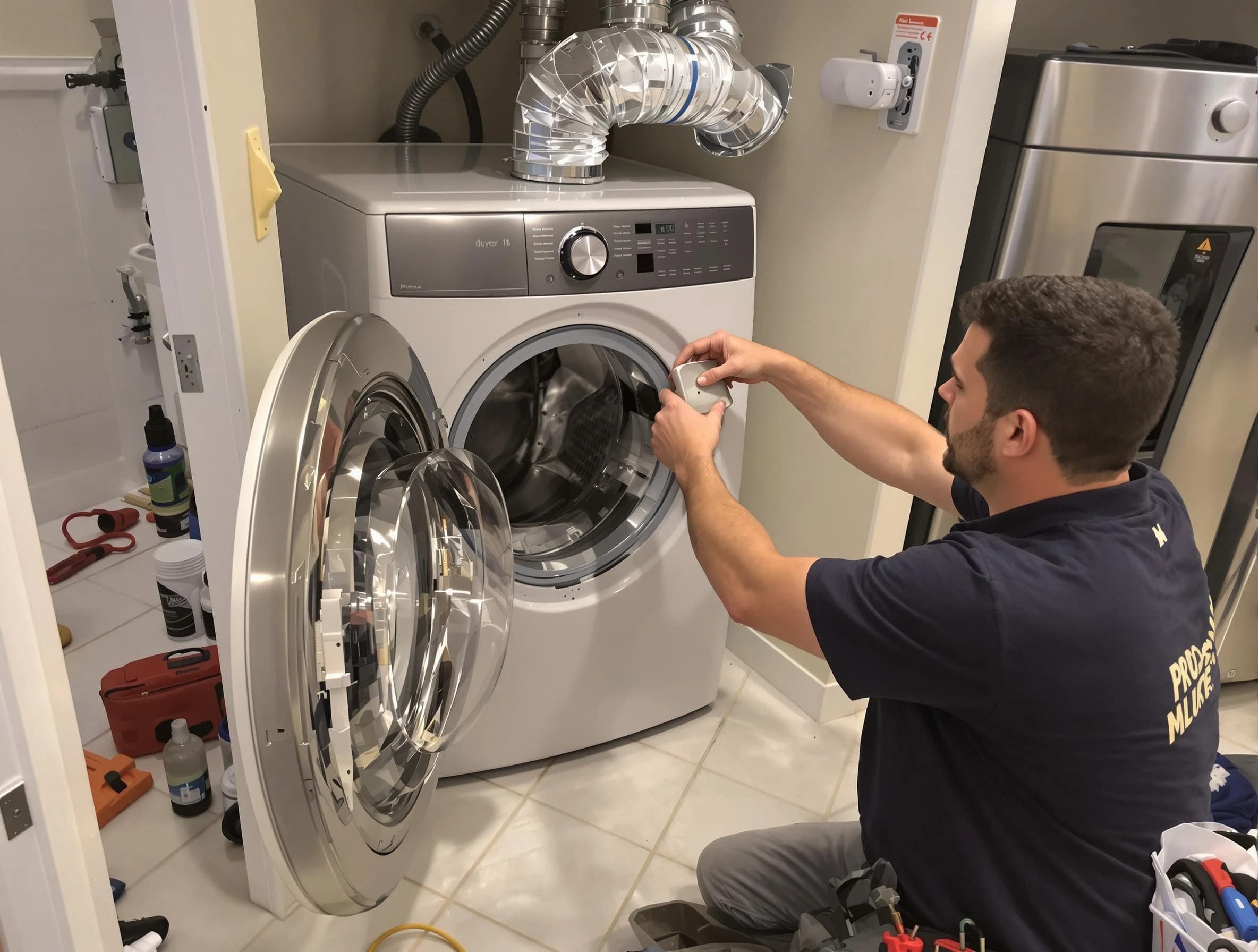 Brighton Dryer Vent Cleaning technician performing precise dryer vent hose installation in Brighton